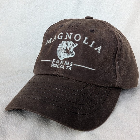 Magnolia Farms Brown Faux Leather Distressed Adjustable Baseball Cap Hat Waco TX - Picture 3 of 12